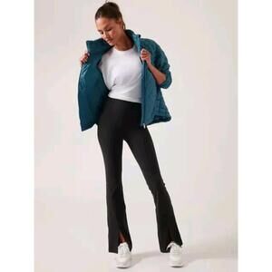Athleta XS TALL Elation High Rise Split Flare Pant, Black Yoga Pants NEW